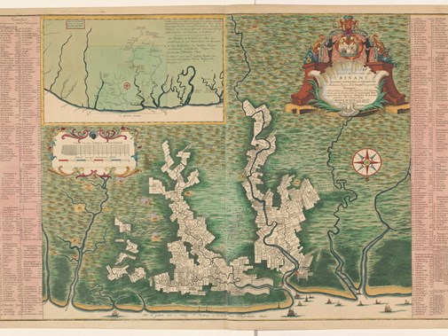 Kaart van Suriname uit 1735-1757.