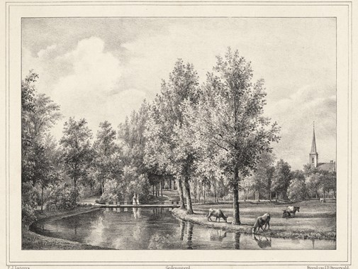 Gezicht op Hofstede Rusthoff, P.J. Lutgers, 1850, Erfgoed Leiden 