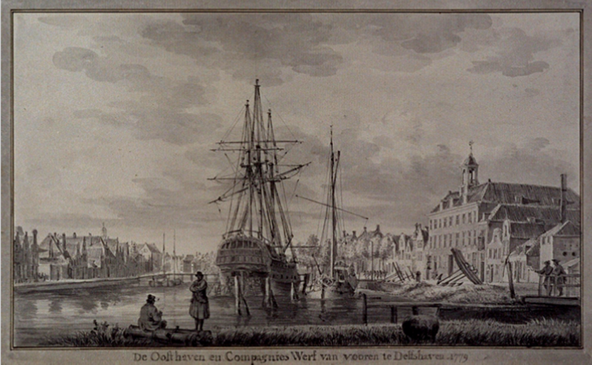 Het VOC-magazijn aan de Achterhaven in Delfshaven , 1779 (Collectie Stadsarchief Rotterdam)