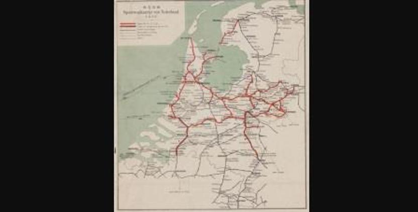 Spoorwegkaart van Nederland uit 1892