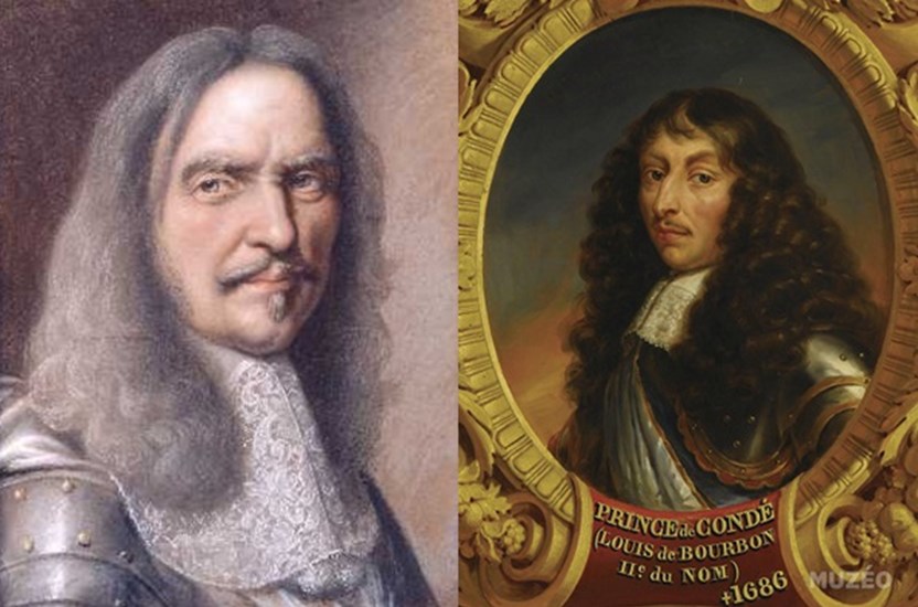 Turenne (links, een portret door Robert Nanteuil) en Condé (door Jean-Pierre Francque)