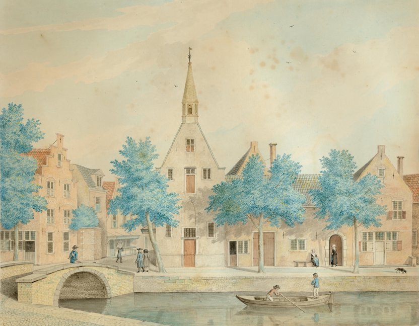 Het oude Meisjeshuis, voor de nieuwbouw van 1769 (Collectie Erfgoed Delft)