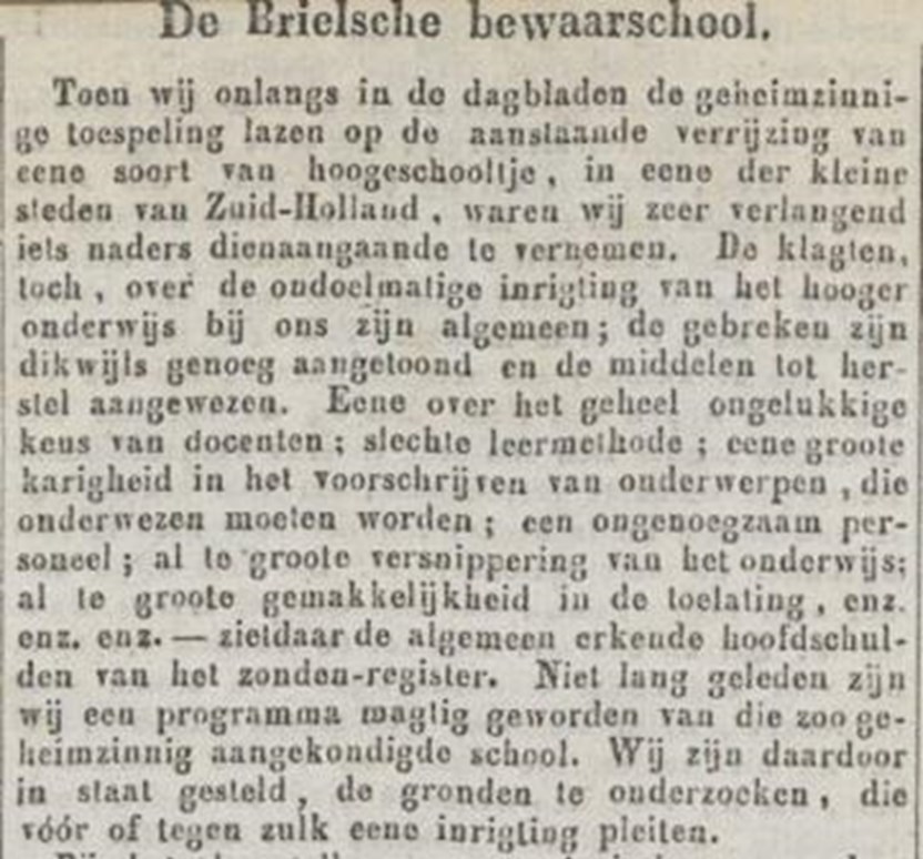 Commentaar uit de Arnhemsche Courant over de plannen van De Rouville. Arnhemsche Courant, 12-10-1845.