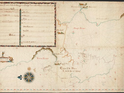 Kaart, getiteld Beschrijvinge van de Houtbaay en Baay Falso en der omleggende landen, 1687, Nationaal Archief Den Haag