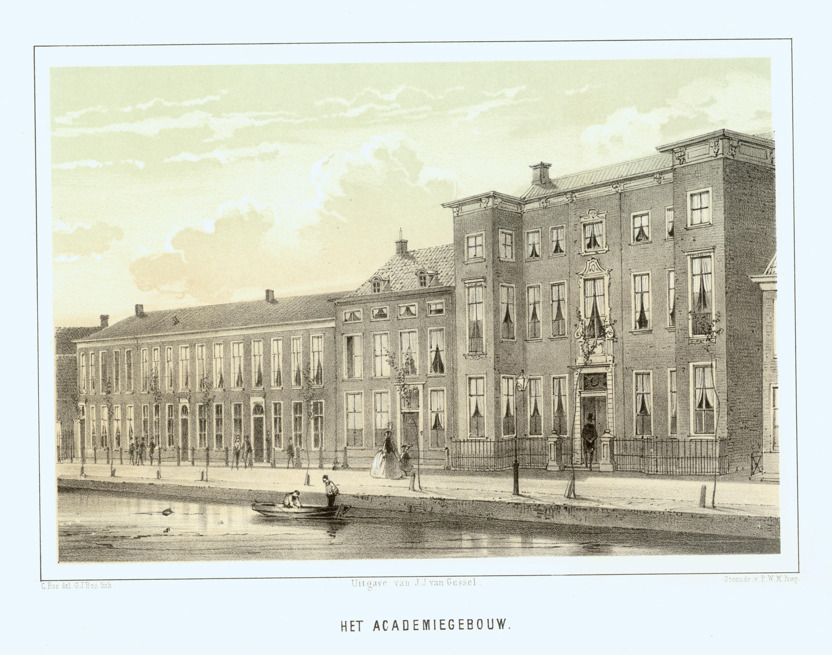 Oude Delft 95 omstreeks 1860 door G.J. Bos. (Collectie Erfgoed Delft)