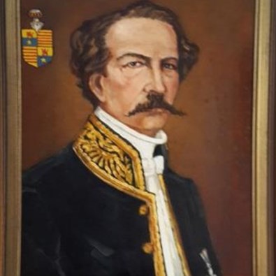 A.M. de Rouville als gouverneur. Portret door Tom Blom, omstreeks 1925. Het portret hangt in het paleis van de Gouverneur in Willemstad. 