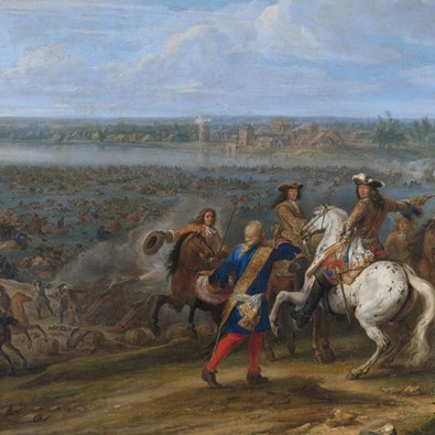 De Franse koning Lodewijk XIV steekt de Rijn over (Bron: Collectie Rijksmuseum)